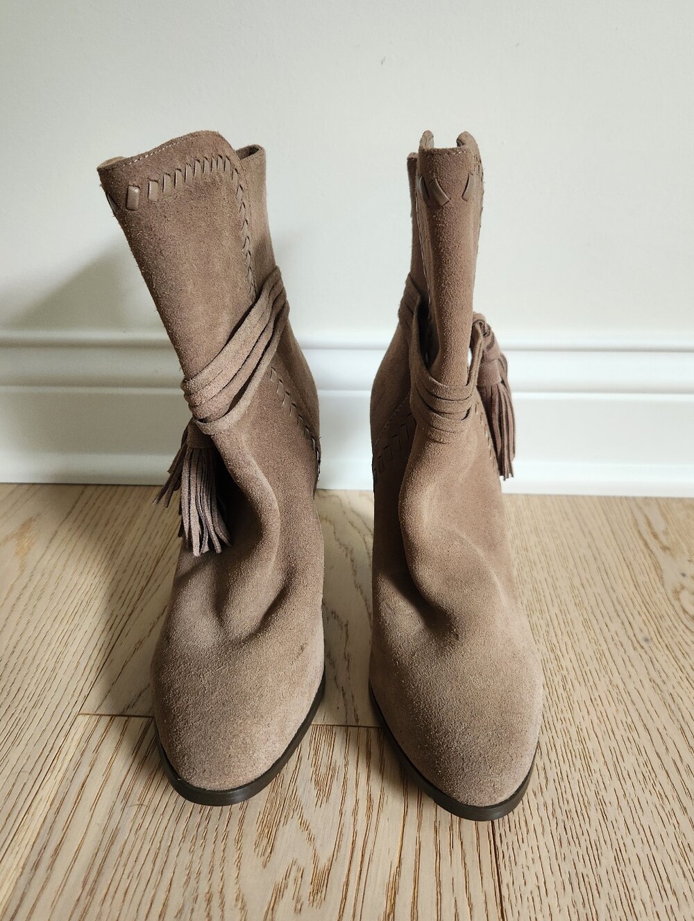 Coach Jessie Suede Ankle Booties With Tassel